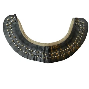 VTG Accessory Collar Removable Brown Leather Beaded Esther & Irene Philadelphia - Picture 1 of 11