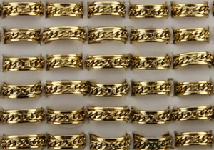 30 piezas Lotes al por mayor Cadena de rotación Acero inoxidable Para hombres Moda Anillos Oro P - Imagen 1 de 6