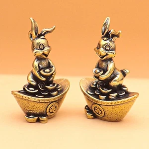 Chinese New Year Brass Rabbit Figurines Desktop Ornament Key Chain Pendant-! - Picture 1 of 6
