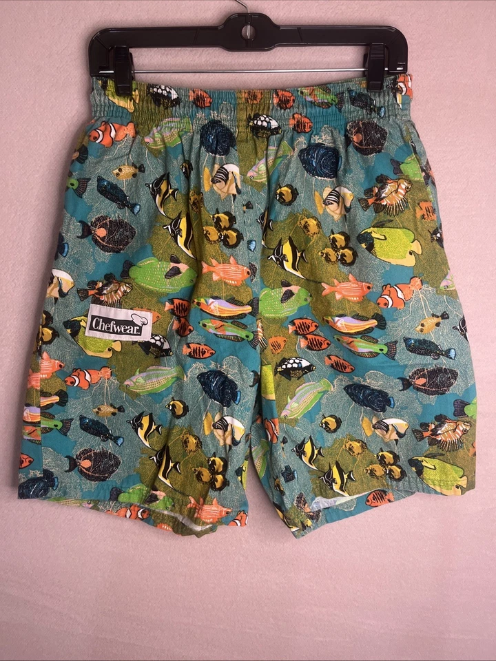 Vintage Chef Shorts Tropical Fish Print Size M Clown Angel - Image 1 of 3
