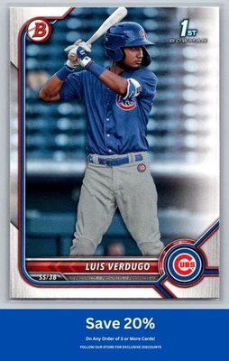 Luis Verdugo 2022 Bowman #BP-147 Prospects Chicago Cubs - Image 1 of 2