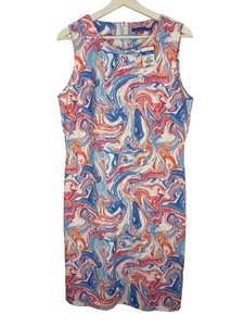 Vestido J.Mclauglin Mangas Estampado Mármol Azul/Coral/Rosa Talla L Nuevo - Imagen 1 de 4