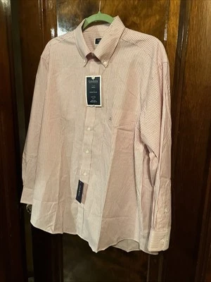 Camisa de vestir Club Room para hombre calce regular a rayas rojas L/S 16,5”32/33 100 % algodón nueva con etiquetas Foto 1 de 4