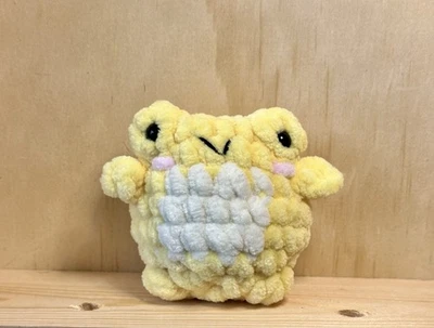 Soft Yarn Handmade Crochet Amigurumi Plushie Small Yellow Frog Stuffed Animal - Image 1 of 4