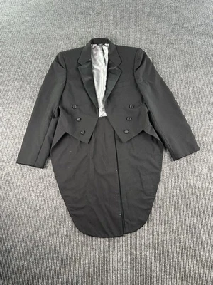 Vintage Christian Dior Tailcoat Tuxedo Jacket 37R Black Wool Swallowtail Pleated - Image 1 of 4