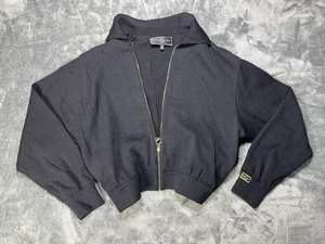 Vintage ST JOHN SPORT Marie Gray Small CLASSIC BLACK Full Zip WOOL KNIT SWEATER - Picture 1 of 8