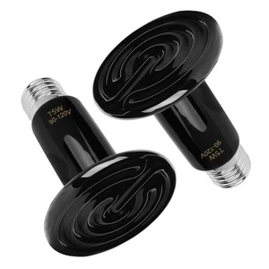 2 Pack 75W Ceramic Heat Lamp,Black Reptile Emitter Bulb for Pet Coop Heater C... - Picture 1 of 6