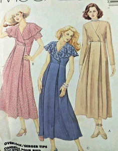 Vintage 1990s McCall's 6980 Mock-Wrap Dress Sewing Pattern Sz 12-14 - Picture 1 of 3