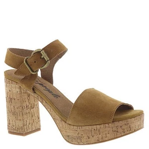 Free People Brook Suede Platform Heels Cork Sole Mustard Gold Camel Sz 40 - Picture 1 of 12