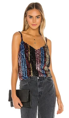 Camiseta sin mangas BB Dakota para mujer de fiesta con lentejuelas multicolores glamurosa vacaciones talla M Foto 1 de 4