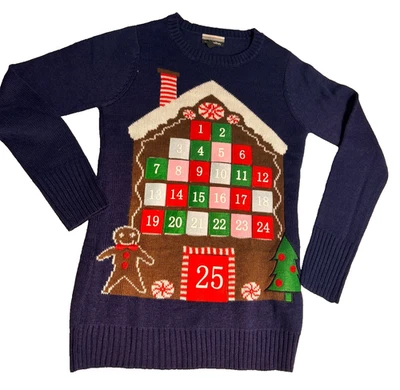 Allison Brittney Advent календарь уродливый Рождественский свитер синий женщин маленький - Изображение 1 из 4