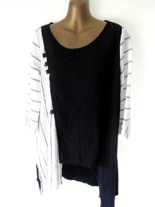 Joseph Ribkoff Black & white lagenlook tunic 12 crushed cotton & poly WOW (8858 - Picture 1 of 6