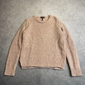 Rag Bone Sweater Womens Small Pink Virgin Wool Suede Elbow Patch Speckled - Picture 1 of 6
