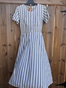 Vintage Banana Republic Short Sleeve 100% Cotton Striped Maxi Dress Size Medium - Picture 1 of 9