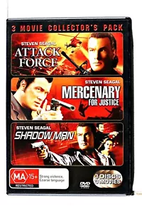 3 Movie Pack - Steven Seagal - Attack Force/Mercenary For Justice/Shadow (DVD) - Picture 1 of 2