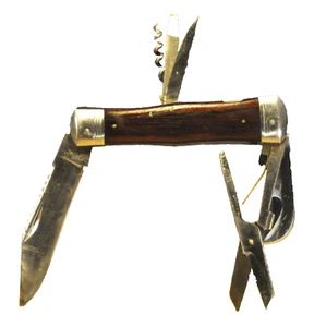 "C. Jul. Cuchillo Herbertz" inoxidable alemán c.1959 mango caoba patrón Scout - Imagen 1 de 22
