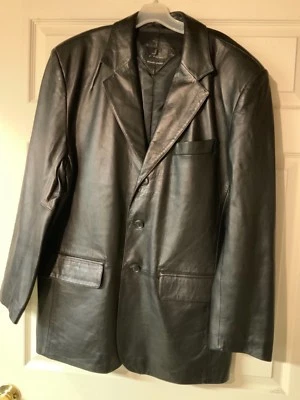 Blazer Abrigo Deportivo Grande J Ferrar Hombre Negro Genuino Cuero de Cordero Suave Foto 1 de 4