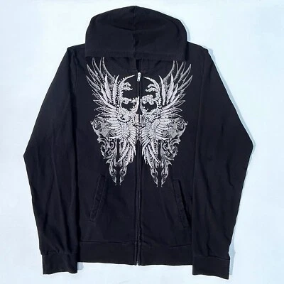 Vintage Y2K Los Angeles Bus Stop Studded Rhinestone Full Zip Hoodie Women’s 2XL - Image 1 of 4