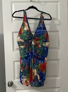 Swimsuits For All Beach Belle, Softcup Swimdress/Swimsuit Blue Tropical Sz 22 - Picture 1 of 15