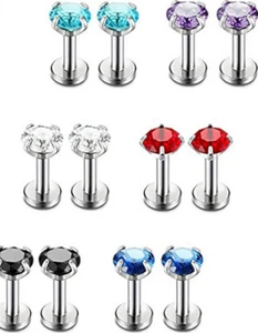 50PCS Colors CZ Labret Lip Piercing Monroe Bar Ear Helix Tragus Cartilage 16G  - Picture 1 of 1