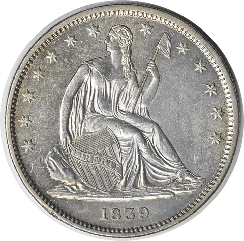 1839 Liberty Seated Half Dollar Drapery BU Uncertified #1101 Cover