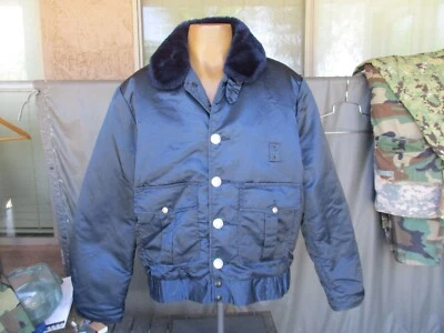 Chaqueta de Colección Años 60 70 Departamento de Bomberos Azul, Nylon Aislado Cortavientos Foto 1 de 4