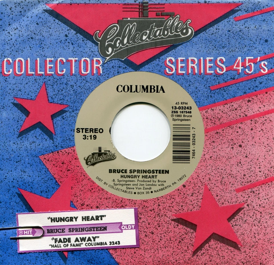 BRUCE SPRINGSTEEN HUNGRY HEART VINYL PRESS COLUMBIA COLLECTABLES 45 *BEST PRICE* - Image 1 of 1
