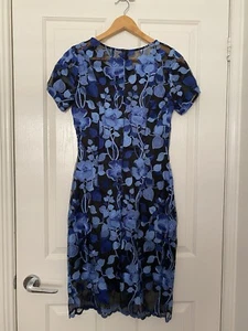Black Label Dress size 8 New with tags . black and blue lace overlay - Picture 1 of 9