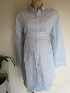 SERAPHINE MATERNITY & NURSING PALE BLUE DENIM SHIRT DRESS SIZE 10 - Picture 1 of 3