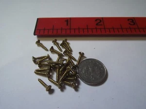 TINY 2 x 3/8" VINTAGE BRASS SLOTTED RAISED HEAD WOOD SCREWS Qty 25 - CLOCKS - Picture 1 of 3