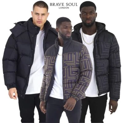 Mens Black Puffer Jacket Full Zip Long Sleeve Winter Padded Coats Men S-XL - Image 1 of 3