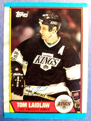 Tom Laidlaw Los Angeles Kings 1989 Topps #34 NHL Autographed Hockey Card - Image 1 of 2
