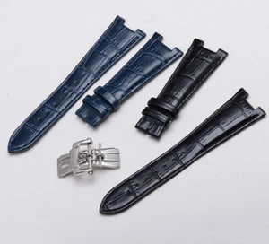 Genuine Leather Butterfly Buckle Watch Strap Mens 25mm for Ptk Philippe Nautilus - Picture 1 of 8