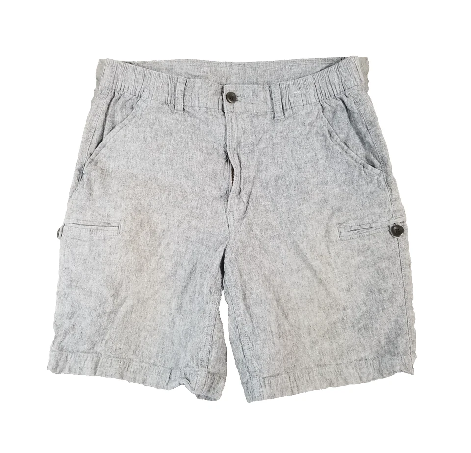 St John's Bay cargo hiking shorts men's 34x8 gray comfort waist linen blend - Image 1 of 4