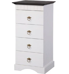 Schubladenkommode Kiefernholz weiß braun Unterschrank Badschrank Badmöbel - Bild 1 von 3