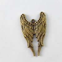 20X Antiqued Bronze Alloy Angel Wings Looked Charms Pendant Jewelry Accessory