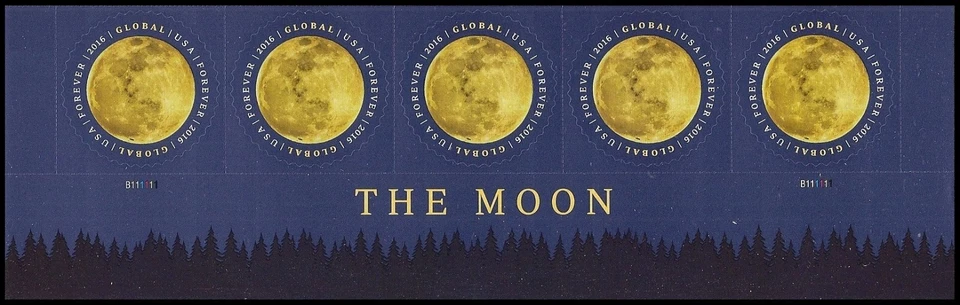 US 5058 Moon global F footer strip 5 MNH 2016 - Image 1 of 1