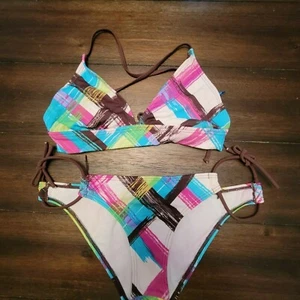 Traje de baño para mujer Bikini talla S/M magenta marrón turquesa hermosos colores - Imagen 1 de 6