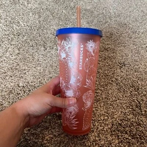 Vaso acrílico Starbucks 2019 colección de verano melocotón azul marino planta de cactus - Imagen 1 de 2