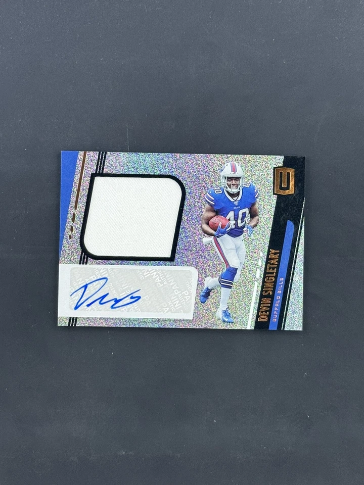 2019 Unparalleled Devin Singletary Astral Rookie RC Jersey Auto GIANTS RB1 - Image 1 of 2
