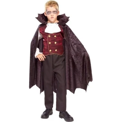 Boys Vampire Count Dracula Halloween Kids Child Boy Kid Costume Velvet S: L 8-10 - Image 1 of 4