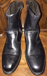 DOUBLE H Black Leather Zip Ankle Cowboy/Western Boots Men’s Size 10.5D 1875 USA - Picture 1 of 11