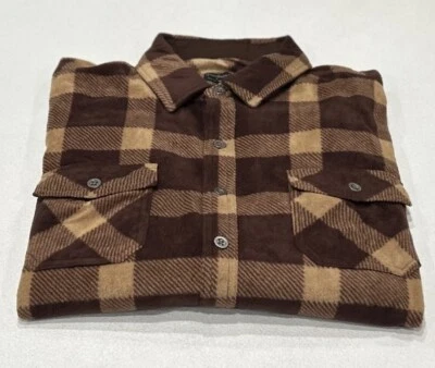 Camisa polar Freedom Foundry ligera de felpa a cuadros para hombre, marrón, talla XL Foto 1 de 4