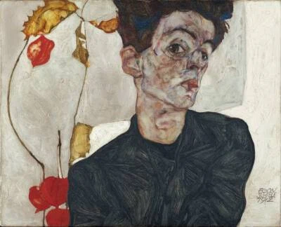 Autorretrato con Physalis, impresión de póster de arte clásico de 1912, tipo de imagen Foto 1 de 4