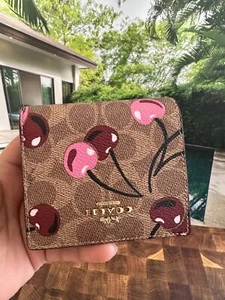 NWT Coach Snap Wallet In Signature Canvas With Cherry Print CZ347 ๐ - Picture 1 of 6