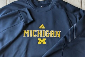 Adidas Michigan sweatshirt Climawarm Blue YELLOW XL embroidered long sleeve Men - Picture 1 of 12