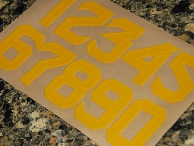 Casco de fútbol americano WEST VIRGINIA AMARILLO números calcomanías 1 1/2" pulgadas COMPLETO talla 3M 20MIL Foto 1 de 3