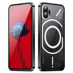 For Nothing Phone 2A Plus 2 & 1 Magnetic Metal Frame Clear back shockproof case - Zdjęcie 1 z 14