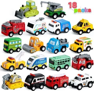 18pcs Die-Cast Cars Trucks Toys for Toddlers Kids Age 3 4 5 6 Years Old 2" - Picture 1 of 9