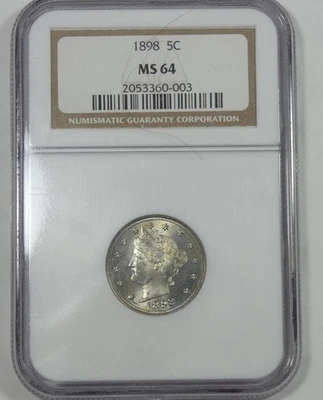 1898 Liberty/"V" Nickel  CERTIFIED NGC MS 64  5c - Image 1 of 4